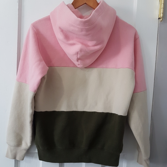 Aritzia TNA Colorblock Fleece Boyfriend Pullover Hoodie Sweatshirt Pink Sz XS - Picture 5 of 11